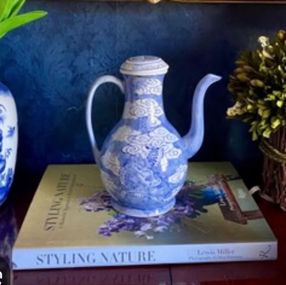 Pier 1 Blue and White Ceramic Teapot